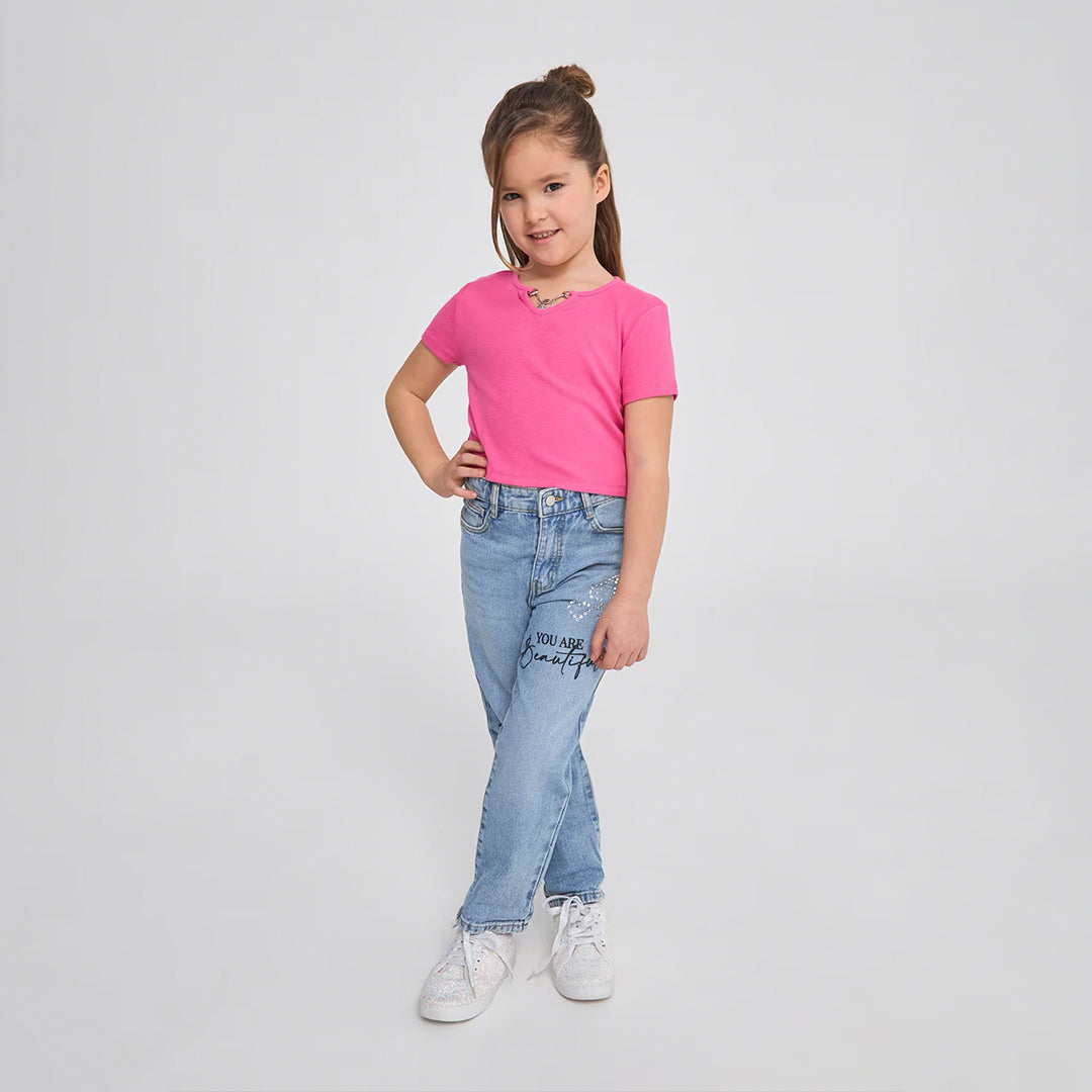 Crew Neck Short Sleeve T-Shirt with Chain