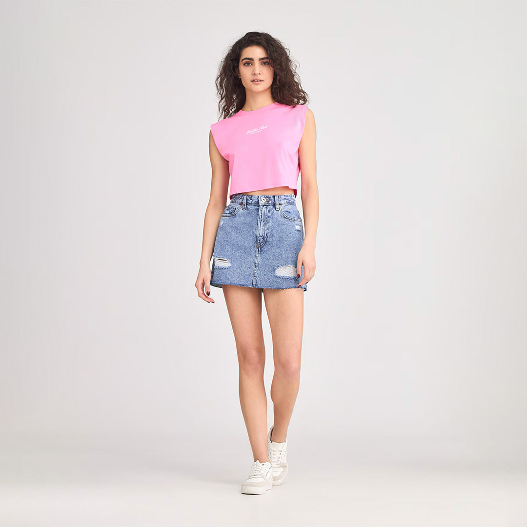 Crew Neck Short Sleeve Cropped T-Shirt