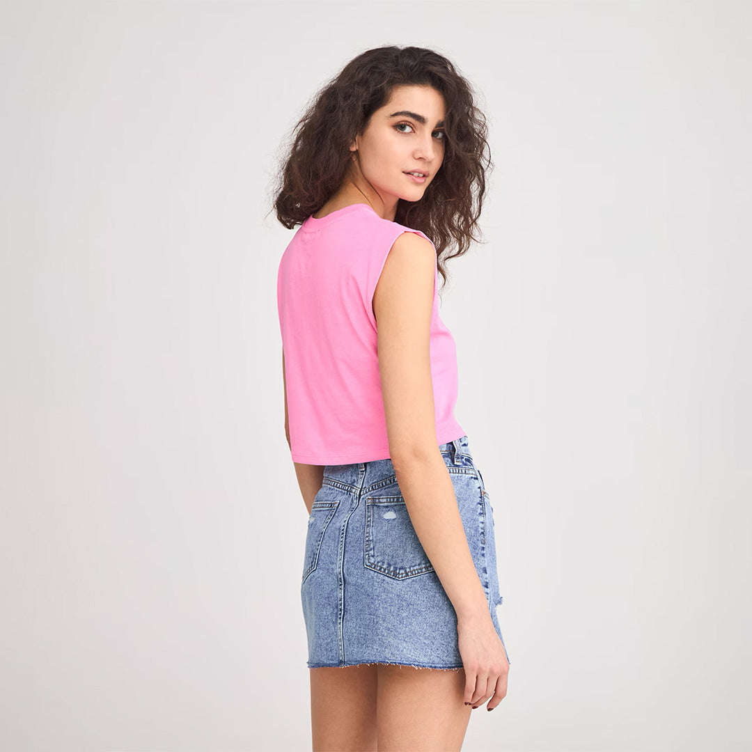 Crew Neck Short Sleeve Cropped T-Shirt