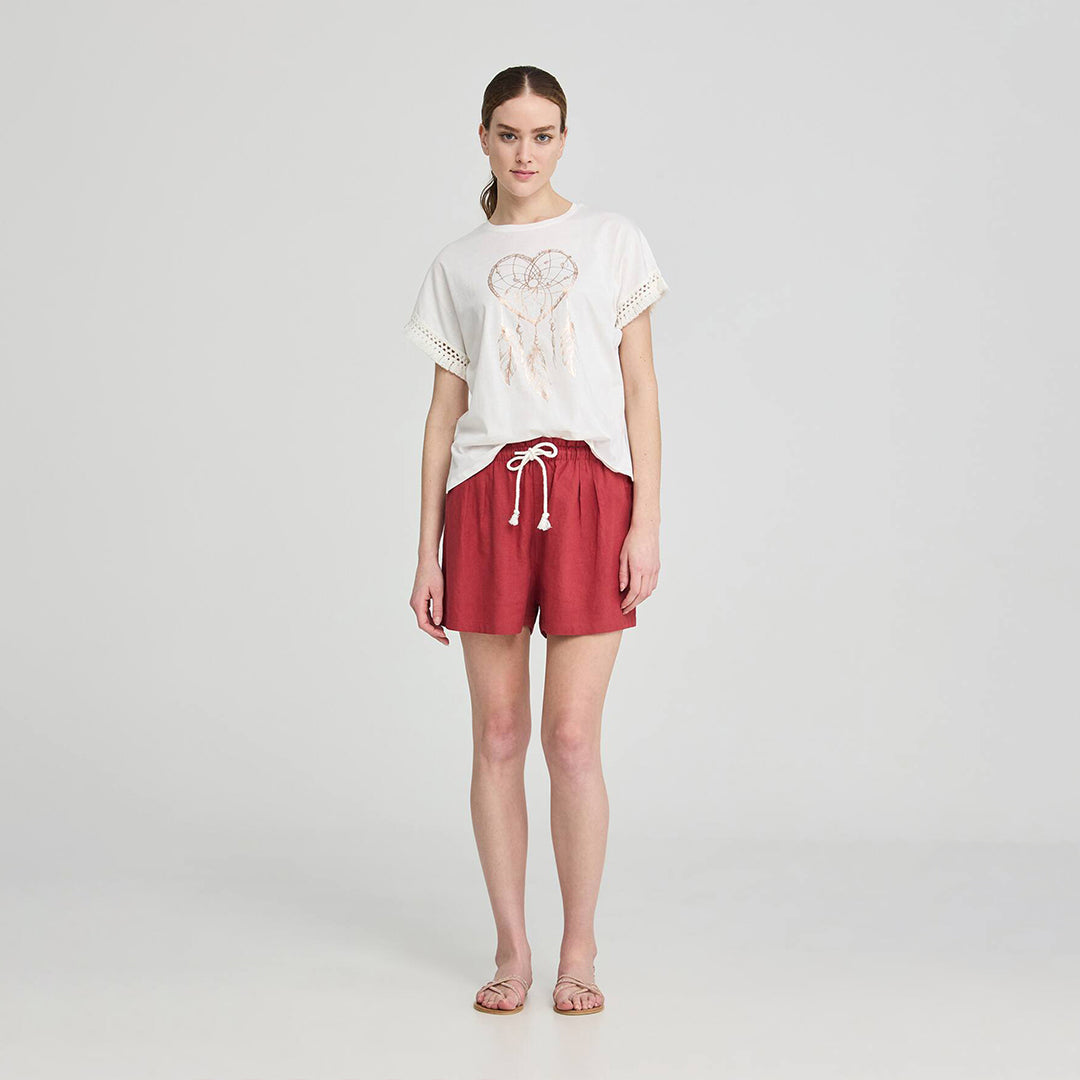 Crew Neck Trimmed Sleeve T-Shirt