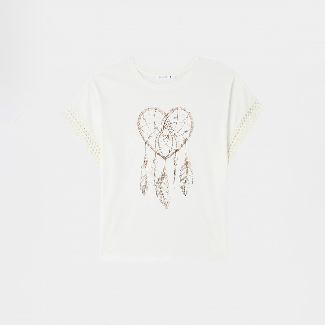 Crew Neck Trimmed Sleeve T-Shirt