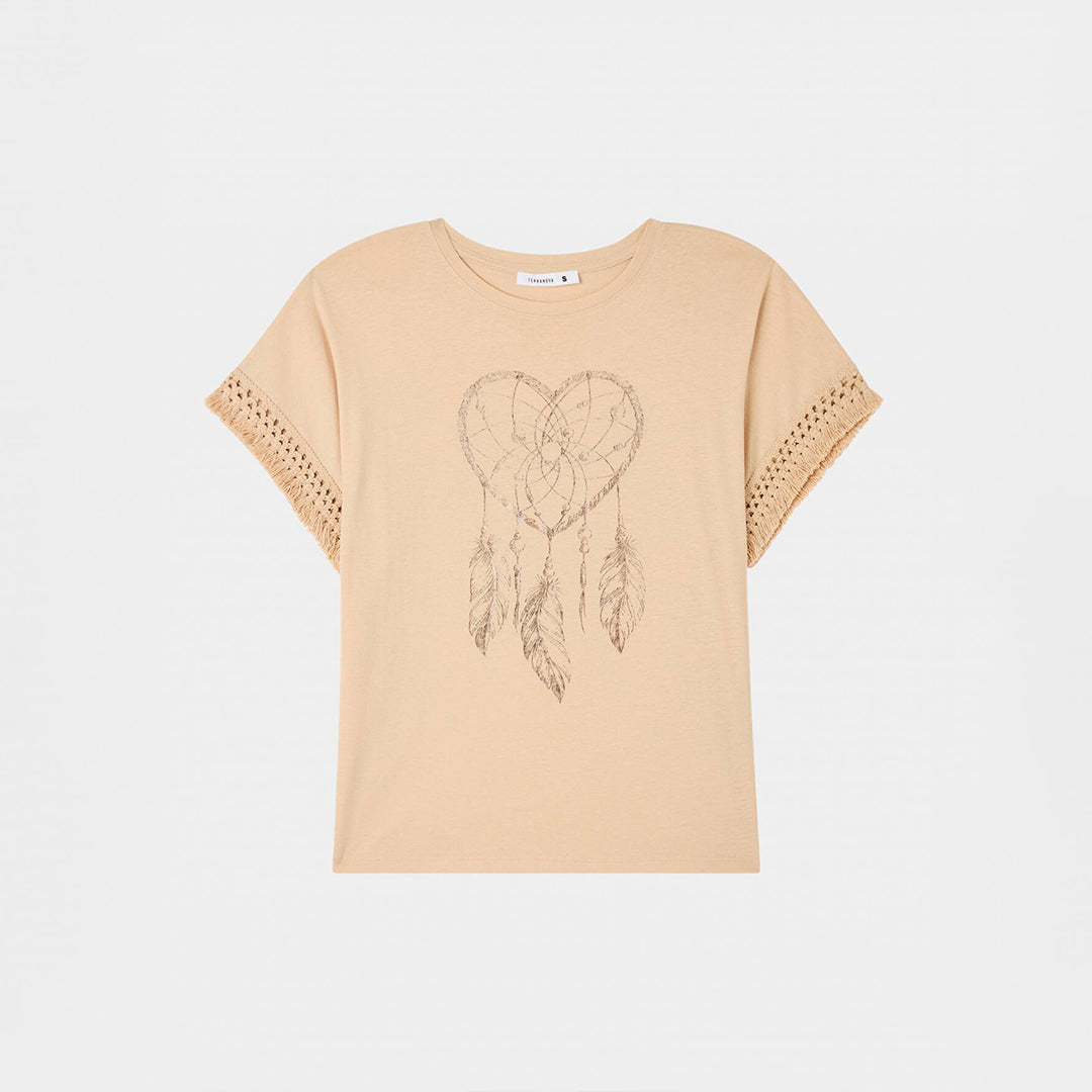 Crew Neck Trimmed Sleeve T-Shirt