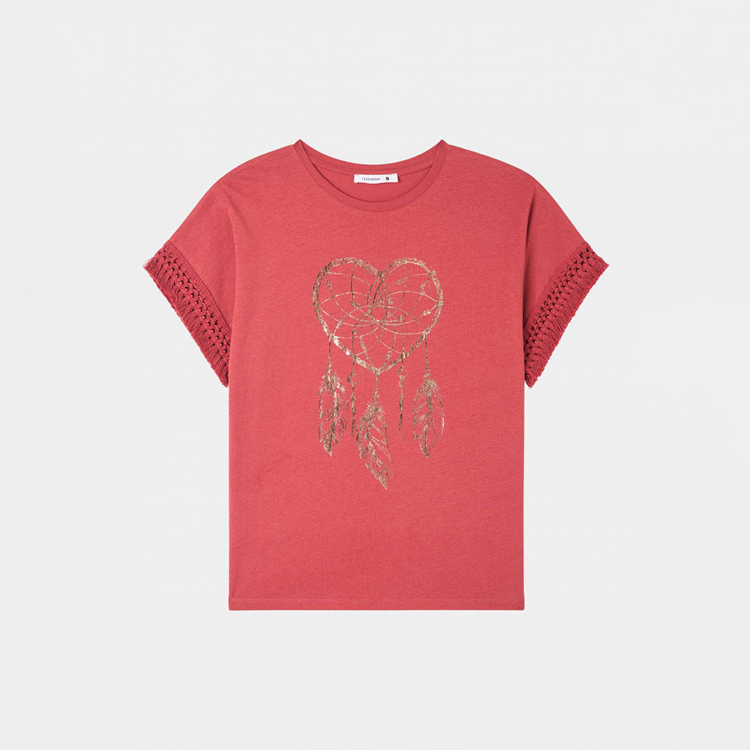 Crew Neck Trimmed Sleeve T-Shirt