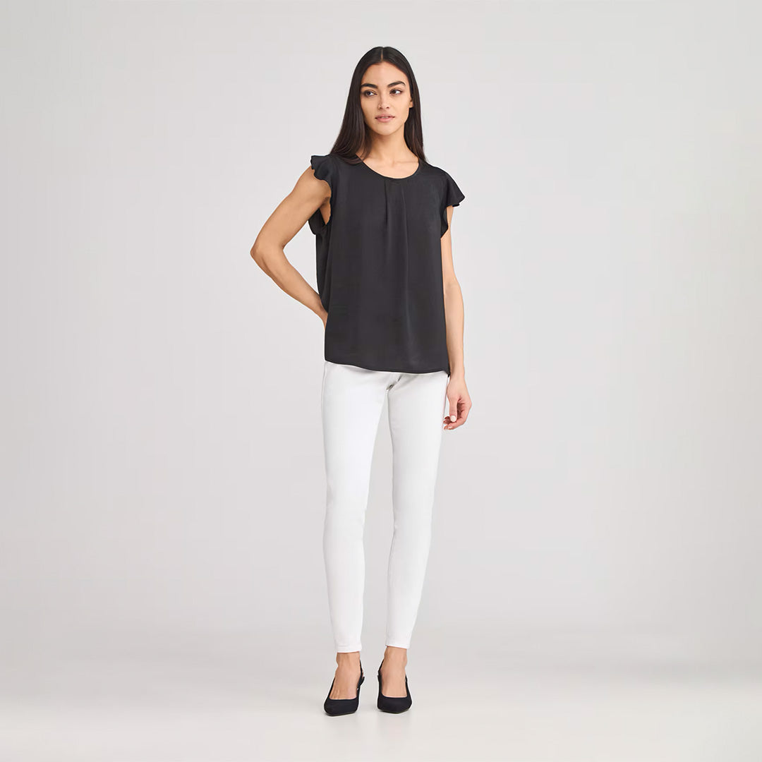 Short Sleeve Blouse with Flounces