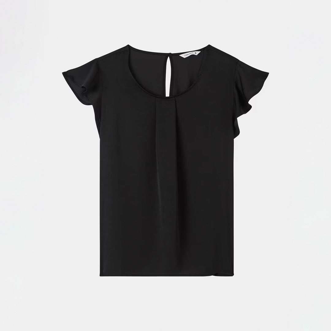 Short Sleeve Blouse with Flounces