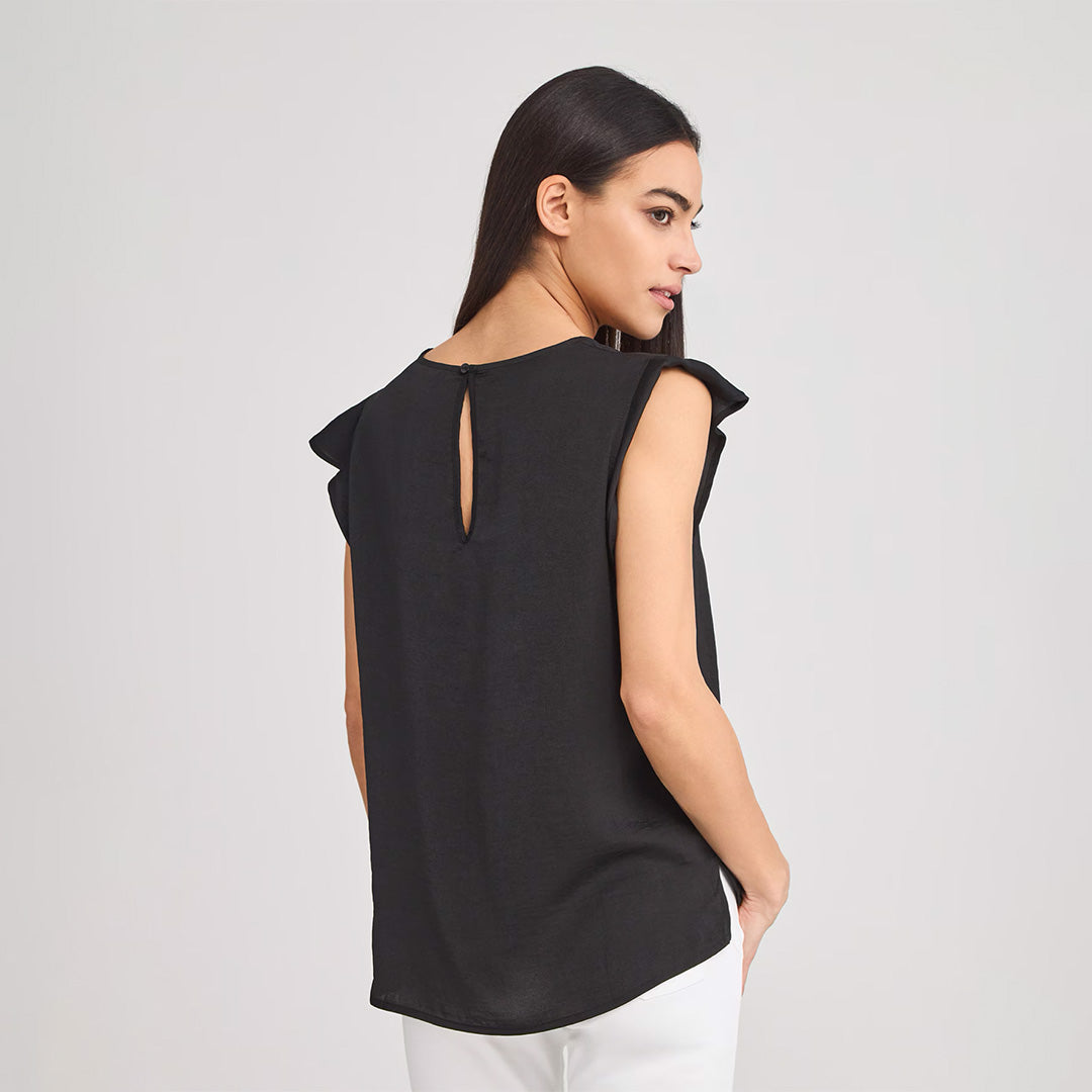 Short Sleeve Blouse with Flounces