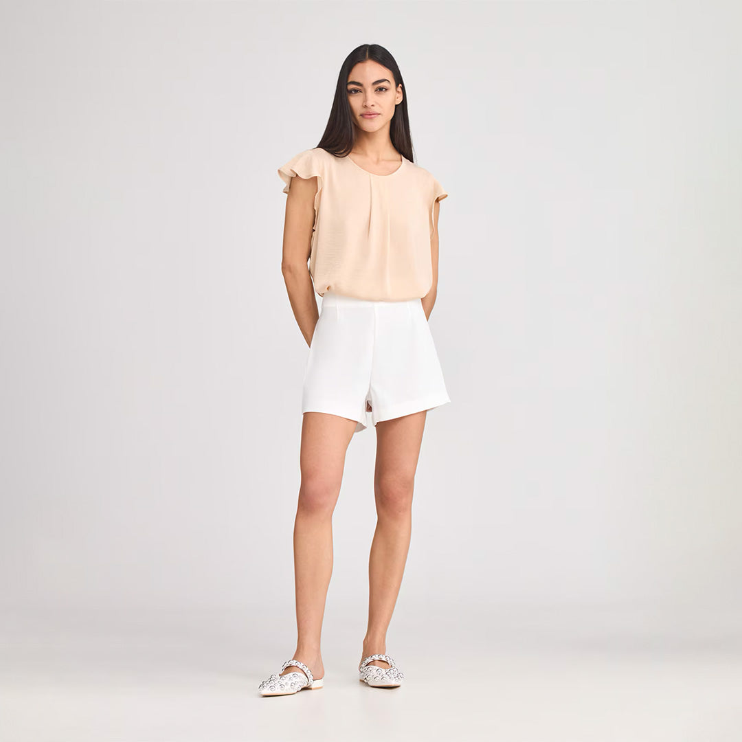 Short Sleeve Blouse with Flounces