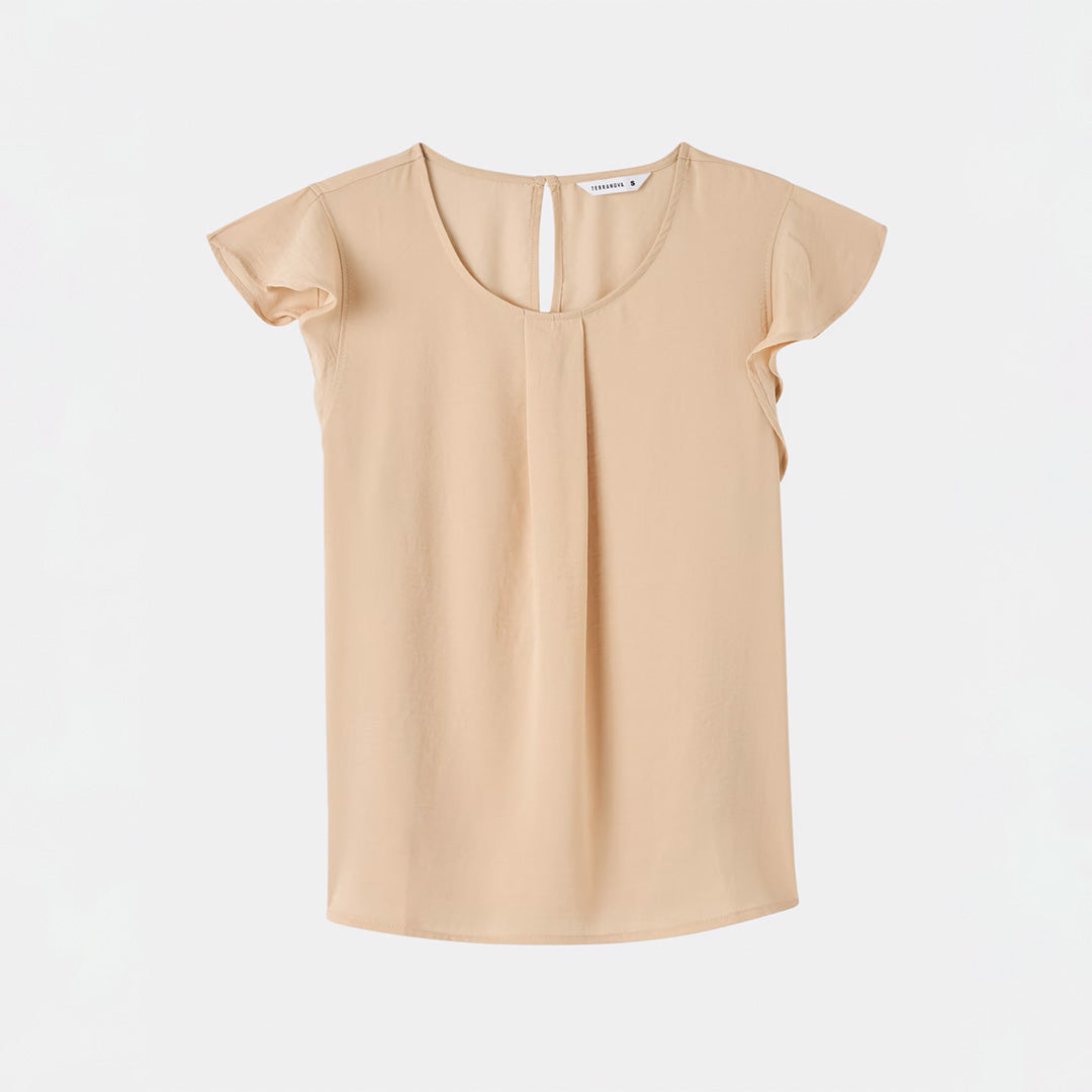 Short Sleeve Blouse with Flounces
