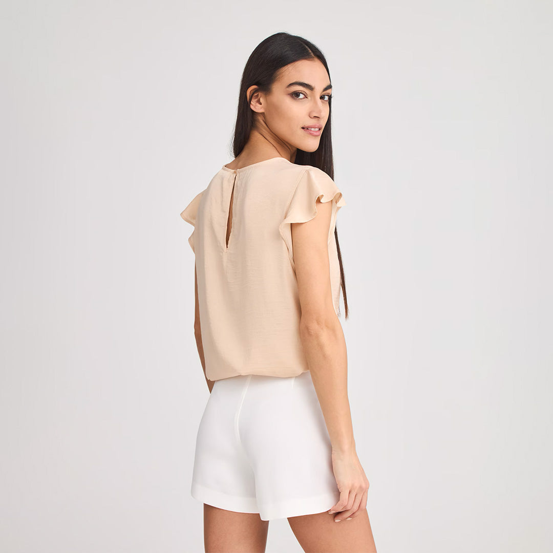 Short Sleeve Blouse with Flounces