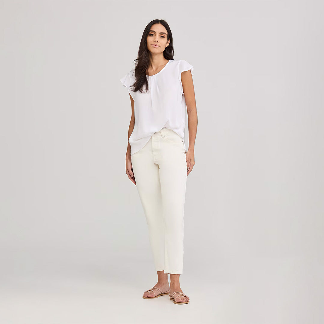 Short Sleeve Blouse with Flounces