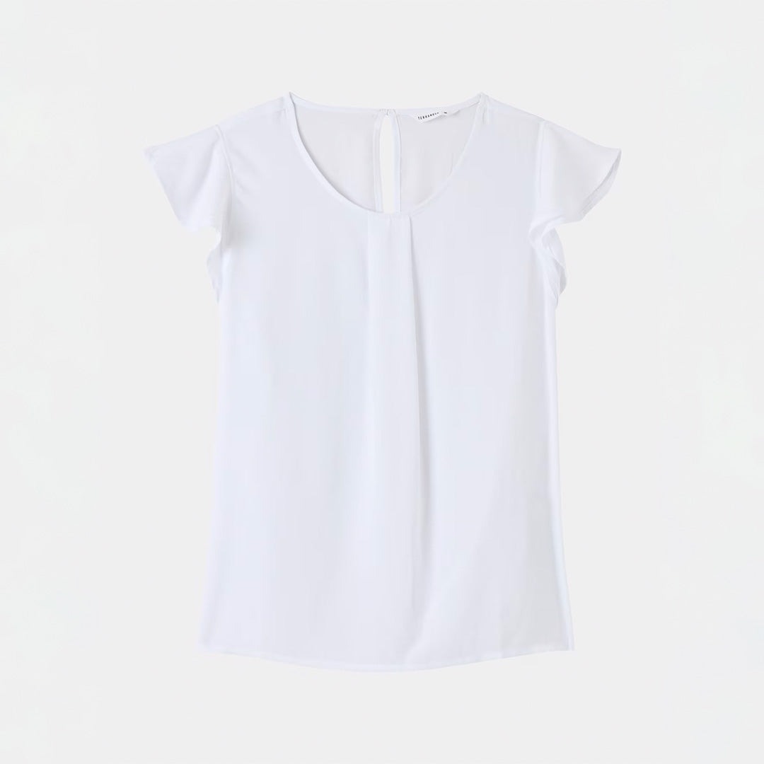 Short Sleeve Blouse with Flounces