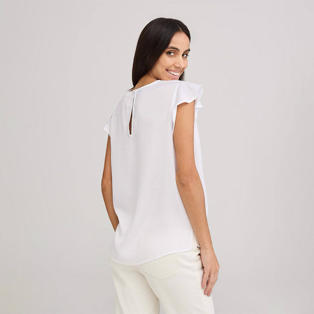 Short Sleeve Blouse with Flounces