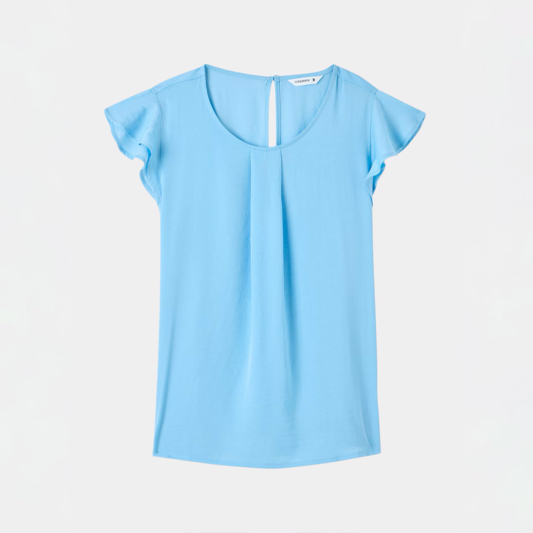 Short Sleeve Blouse with Flounces