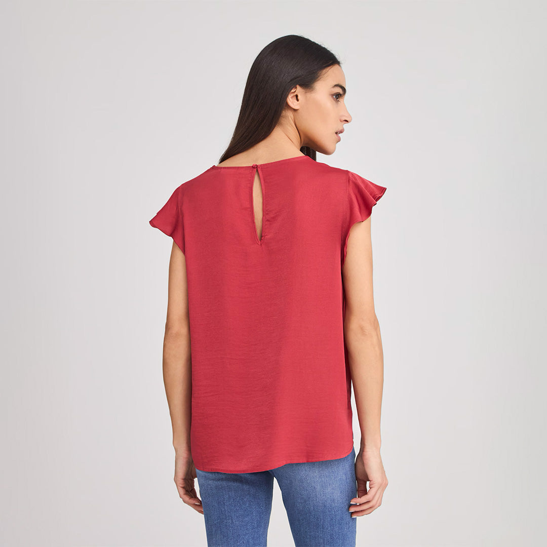 Short Sleeve Blouse with Flounces