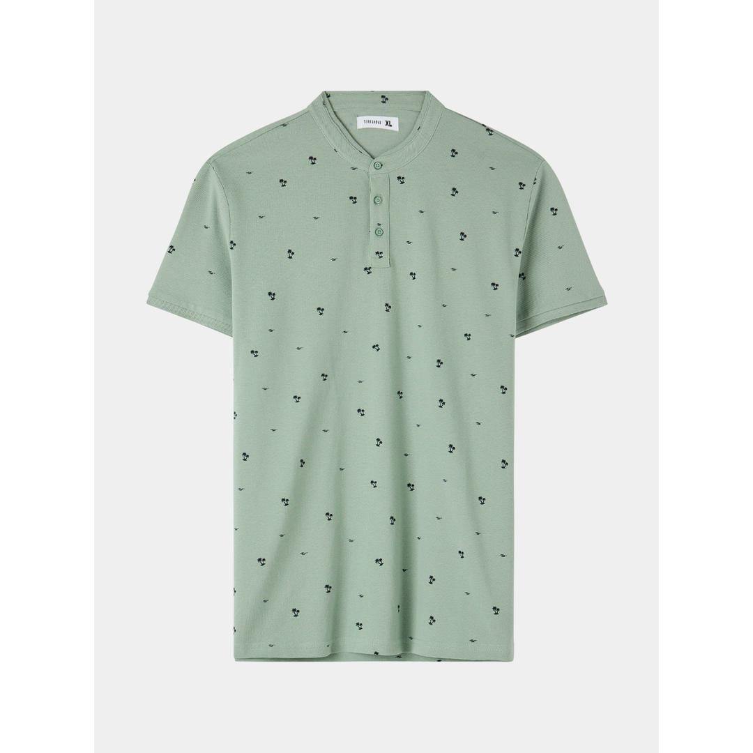 Micro Patterned Henley T-Shirt