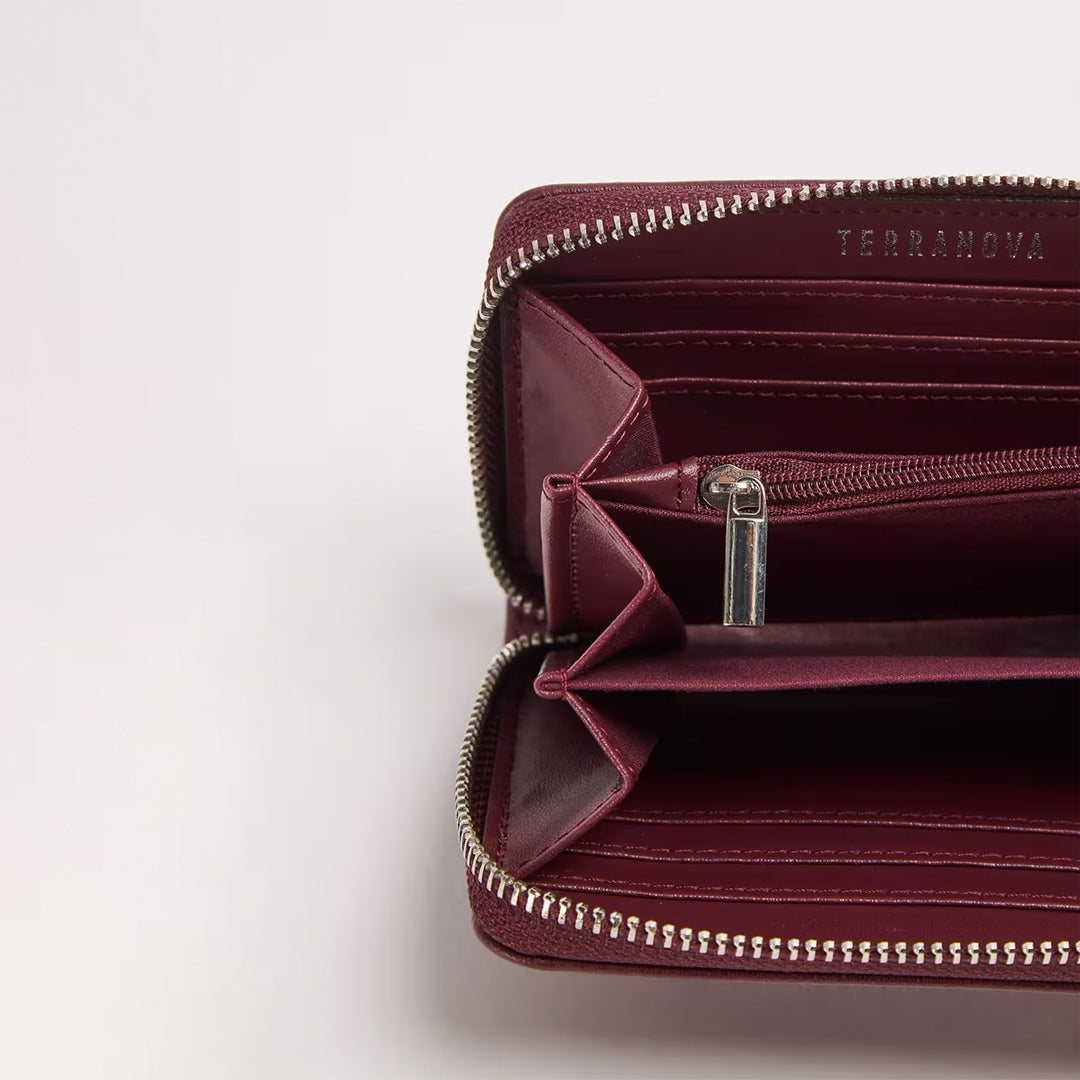 Solid Color Synthetic Leather Wallet with Pendant