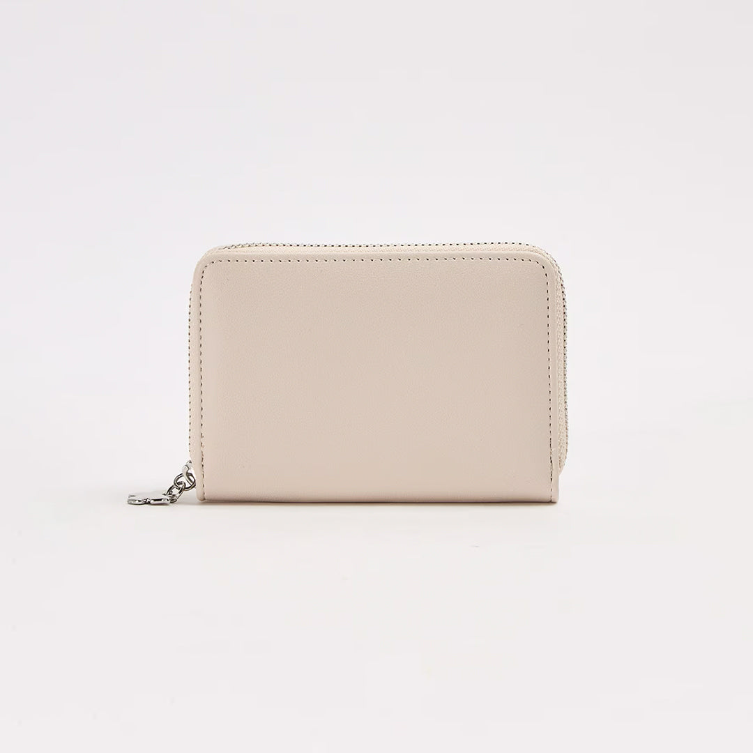 Solid Color Synthetic Leather Wallet with Pendant
