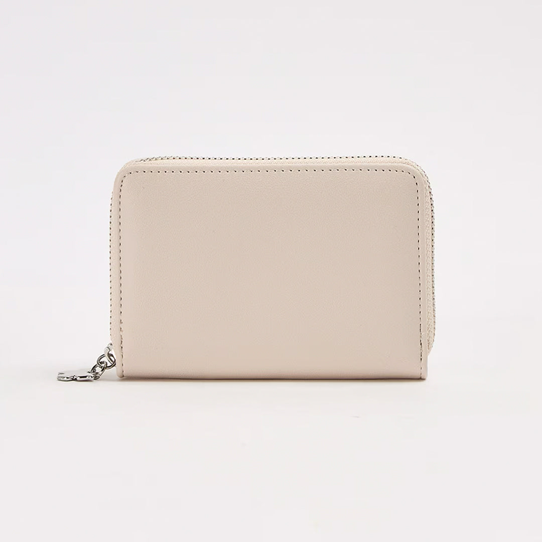 Solid Color Synthetic Leather Wallet with Pendant