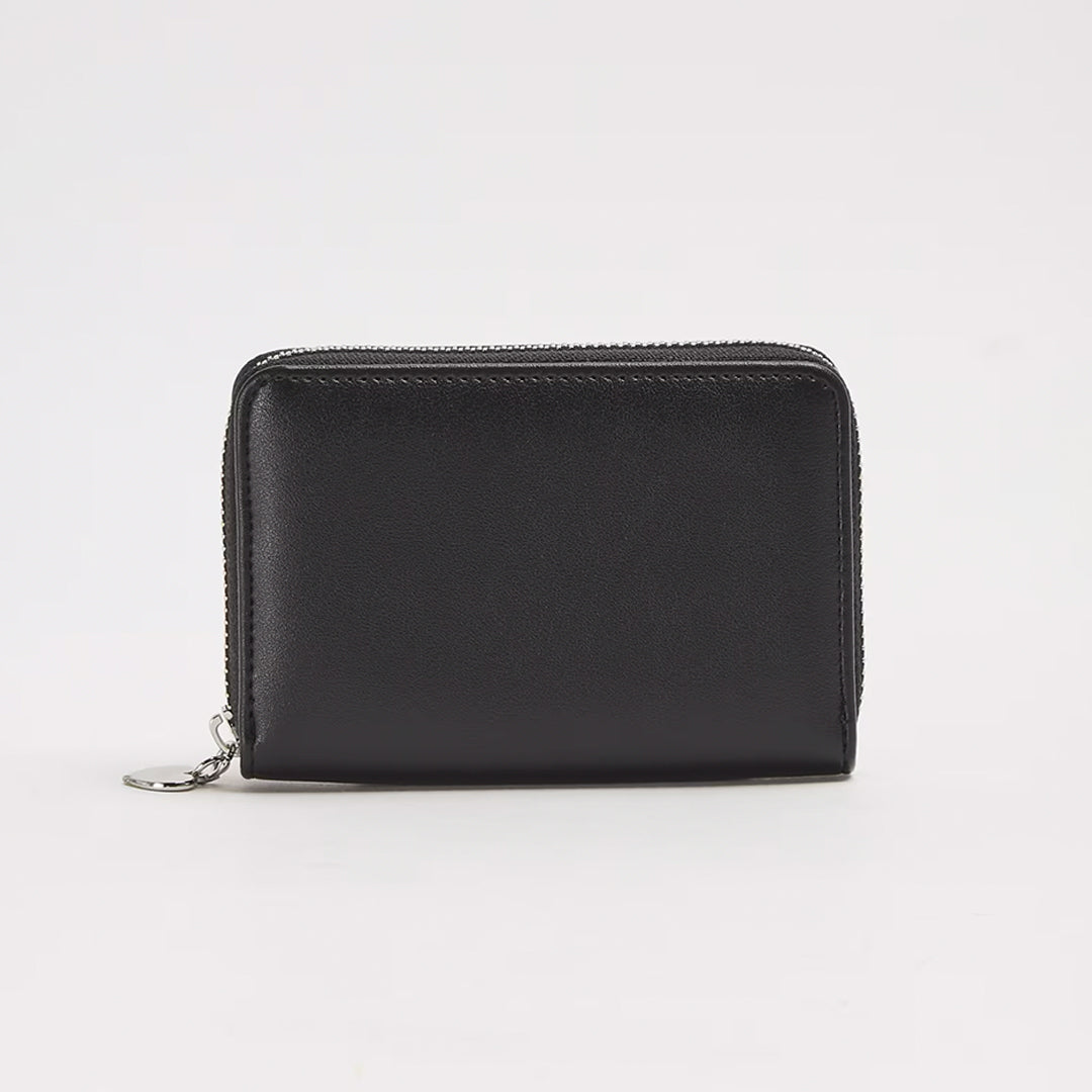 Solid Color Synthetic Leather Wallet with Pendant