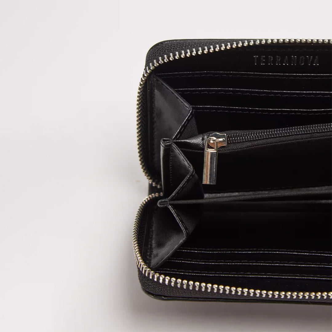 Solid Color Synthetic Leather Wallet with Pendant