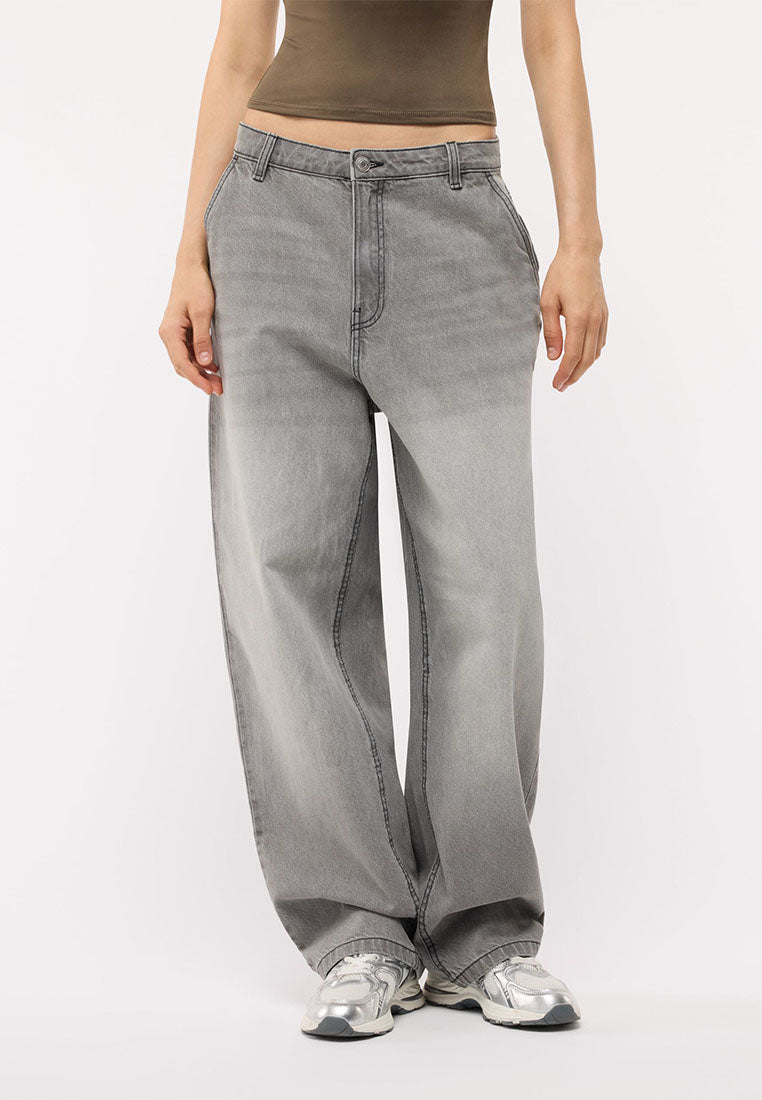 Women's Solid Color Baggy Jeans