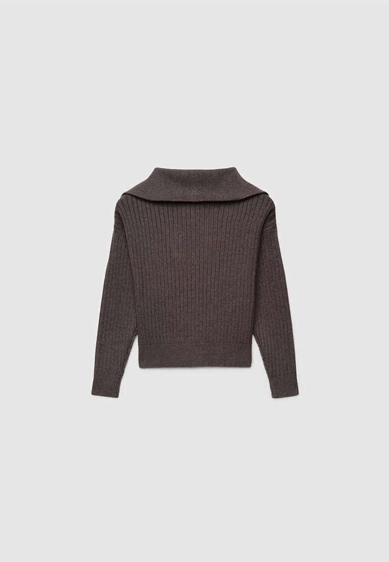 Women's Ribbed knit top with zip neck