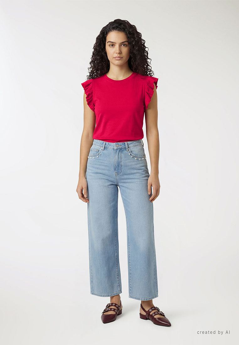 Women's Ruffled Sleeves T-shirt
