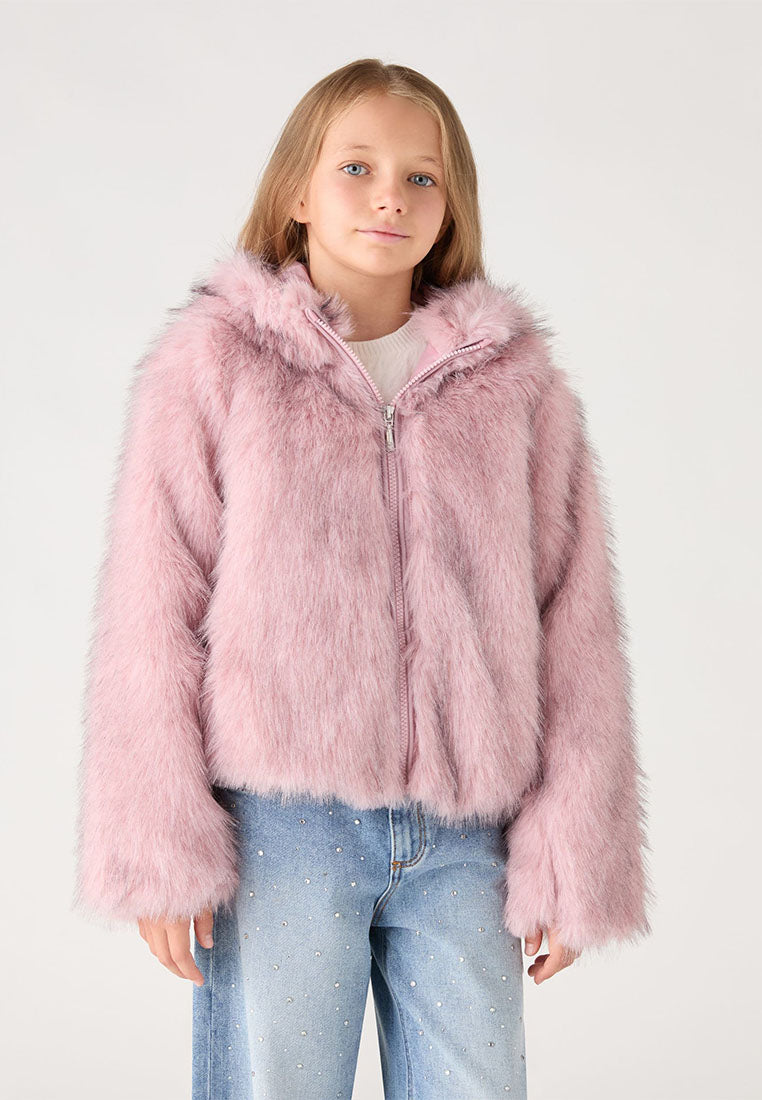 Hooded Faux Fur Jacket for Girls