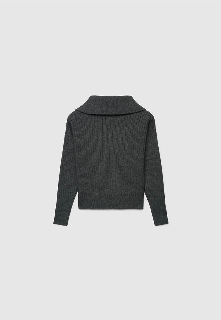 Women's Ribbed knit top with zip neck