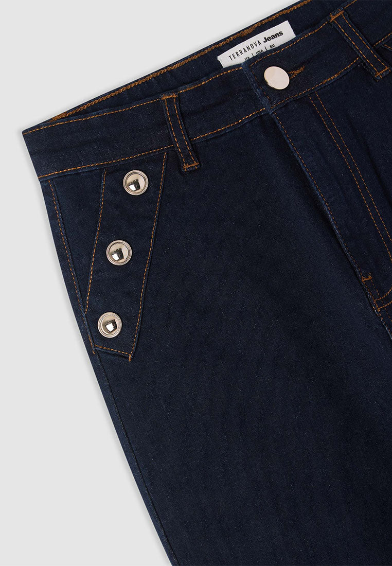 Women's Flared jeans with decorative buttons