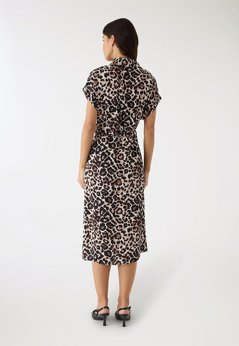 Women's Leopard Print Button-Down Dress
