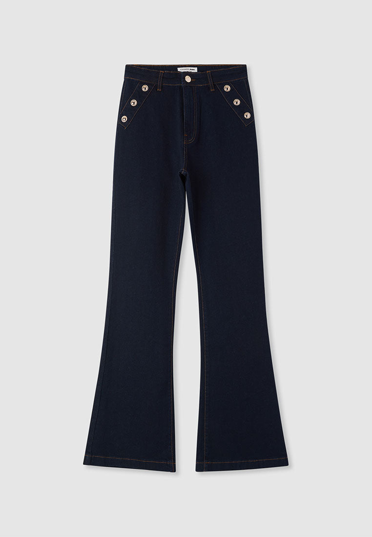 Women's Flared jeans with decorative buttons