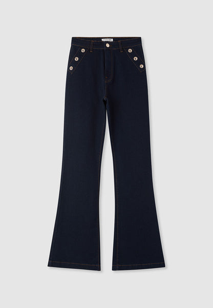 Women's Flared jeans with decorative buttons