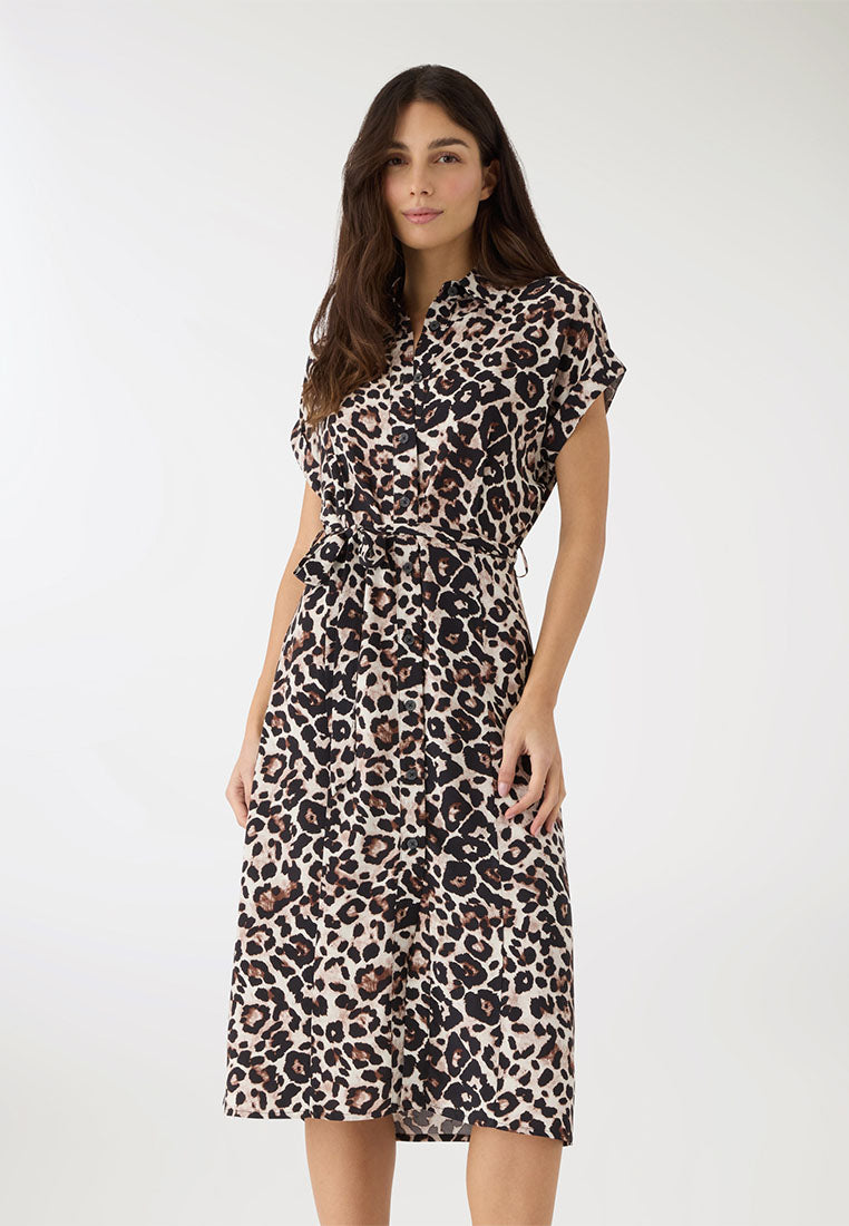 Women's Leopard Print Button-Down Dress