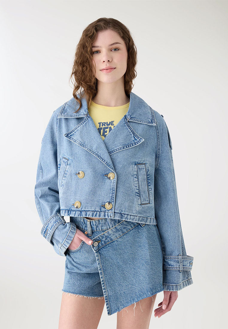 Women's Denim Short Trench Coat