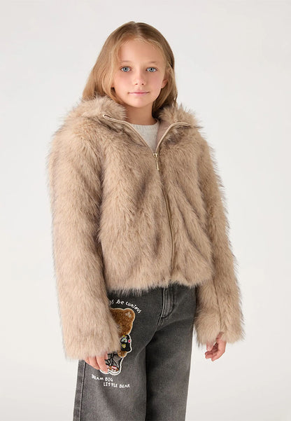 Hooded Faux Fur Jacket for Girls