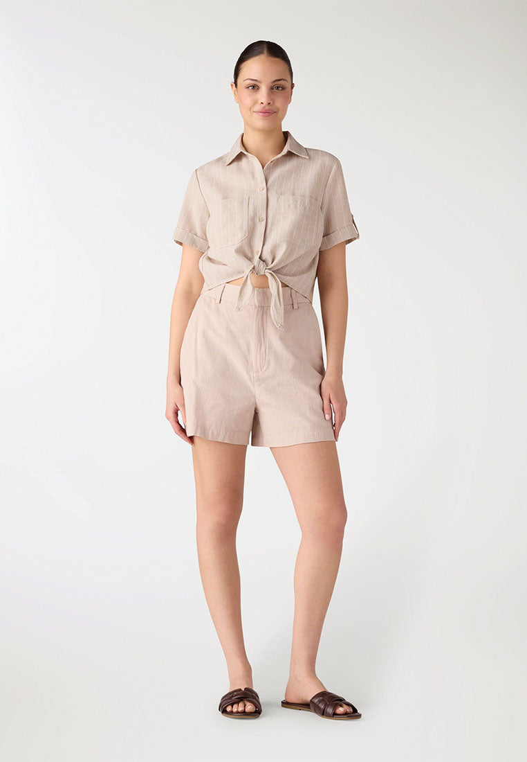 Women's Plain Linen-Effect Shorts