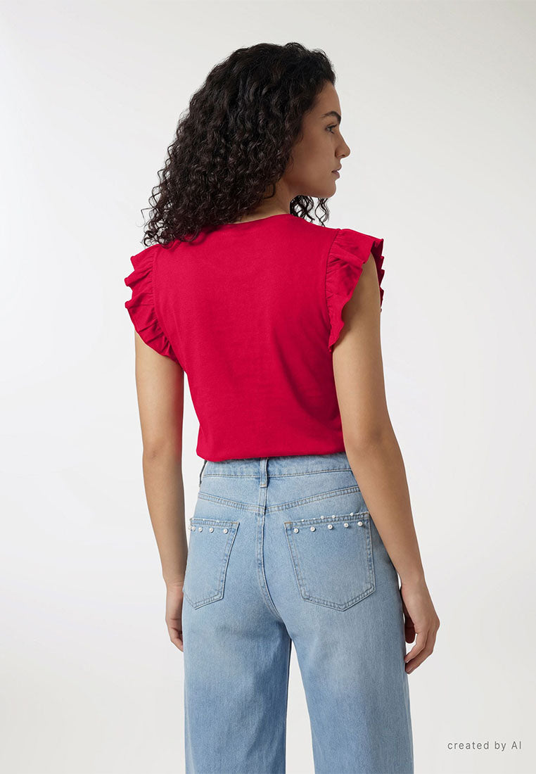 Women's Ruffled Sleeves T-shirt