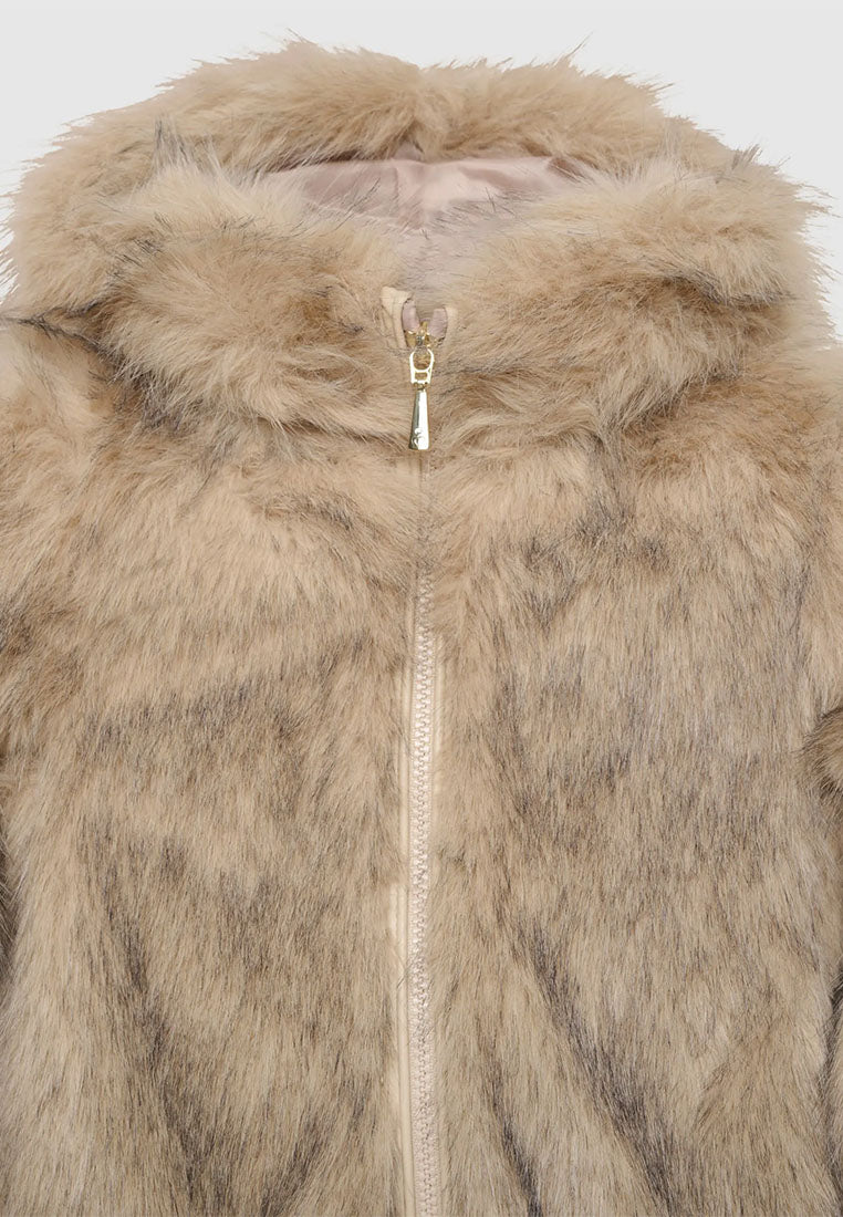 Hooded Faux Fur Jacket for Girls