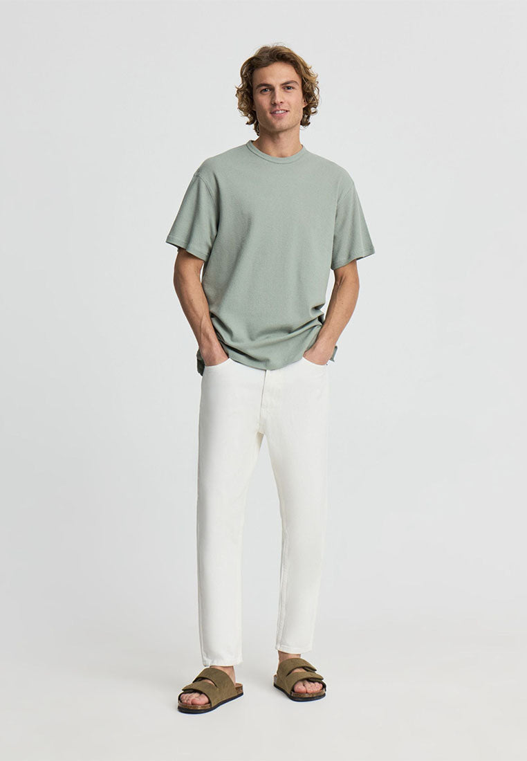 Men's Plain Round Neck Short Sleeved T-shirt