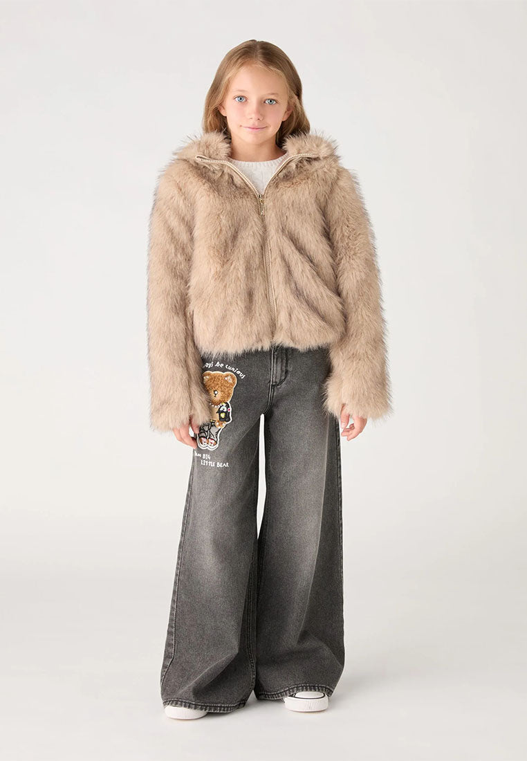Hooded Faux Fur Jacket for Girls