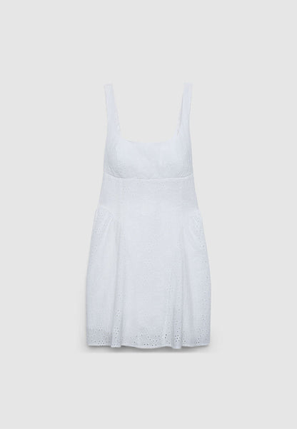 Women's Eyelet Lace Empire-Waist Mini Dress