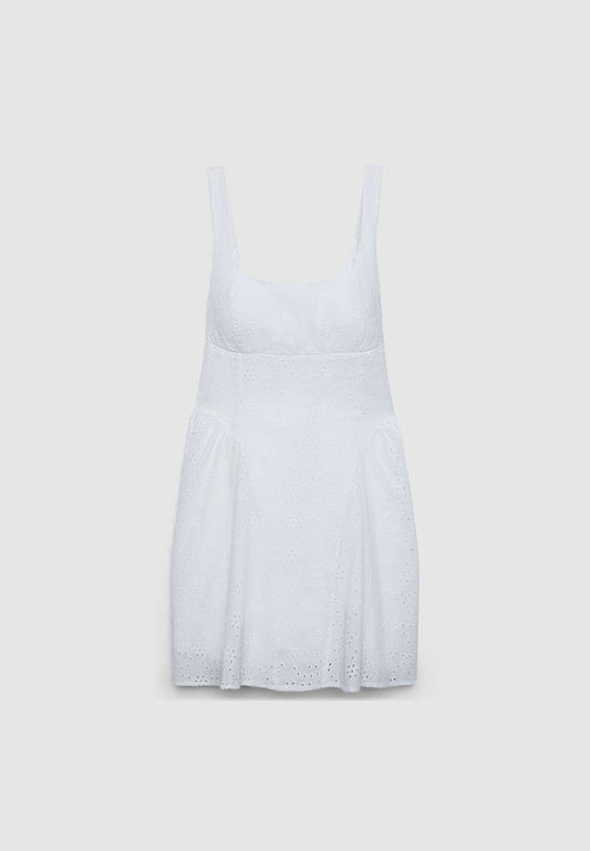 Women's Eyelet Lace Empire-Waist Mini Dress
