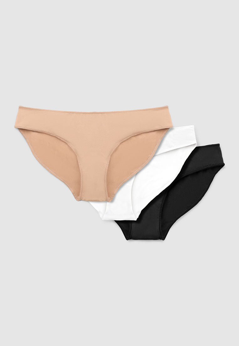 Women's Pack of 3 plain-colour briefs