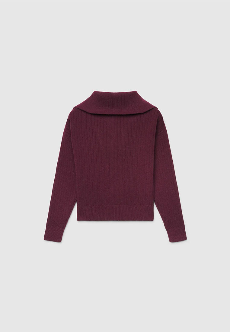 Women's Ribbed knit top with zip neck