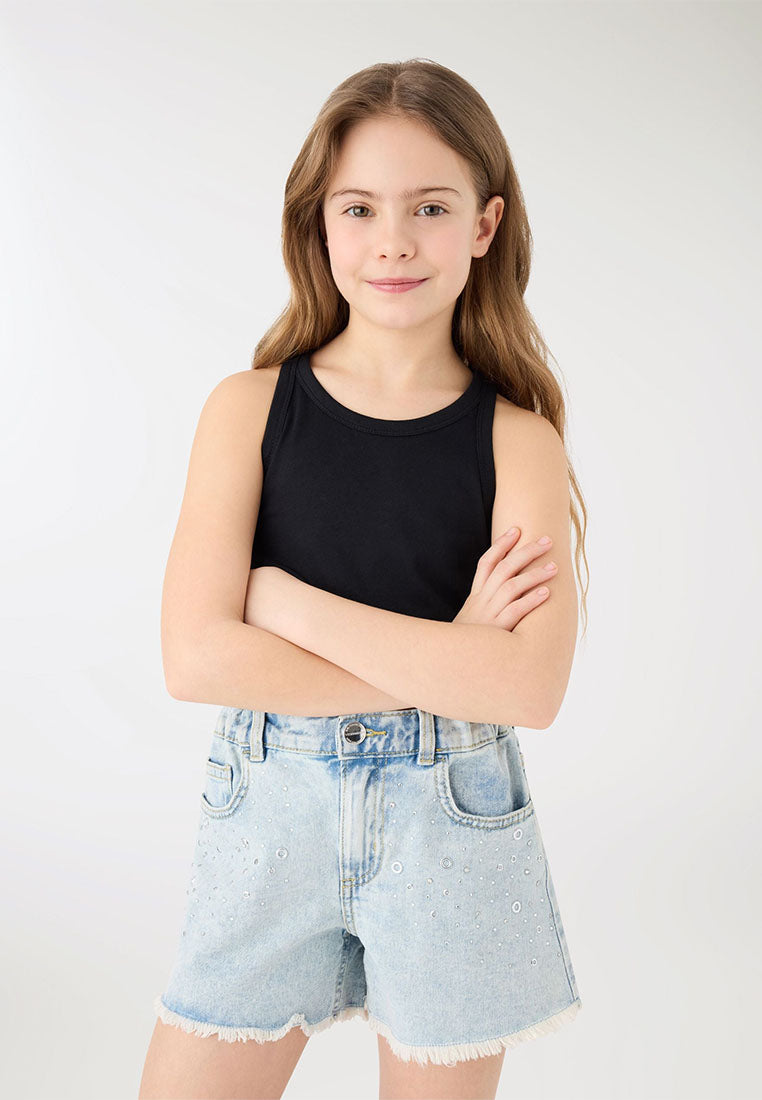 Sleveless Plain Tank Top For Girls