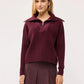 Women's Ribbed knit top with zip neck