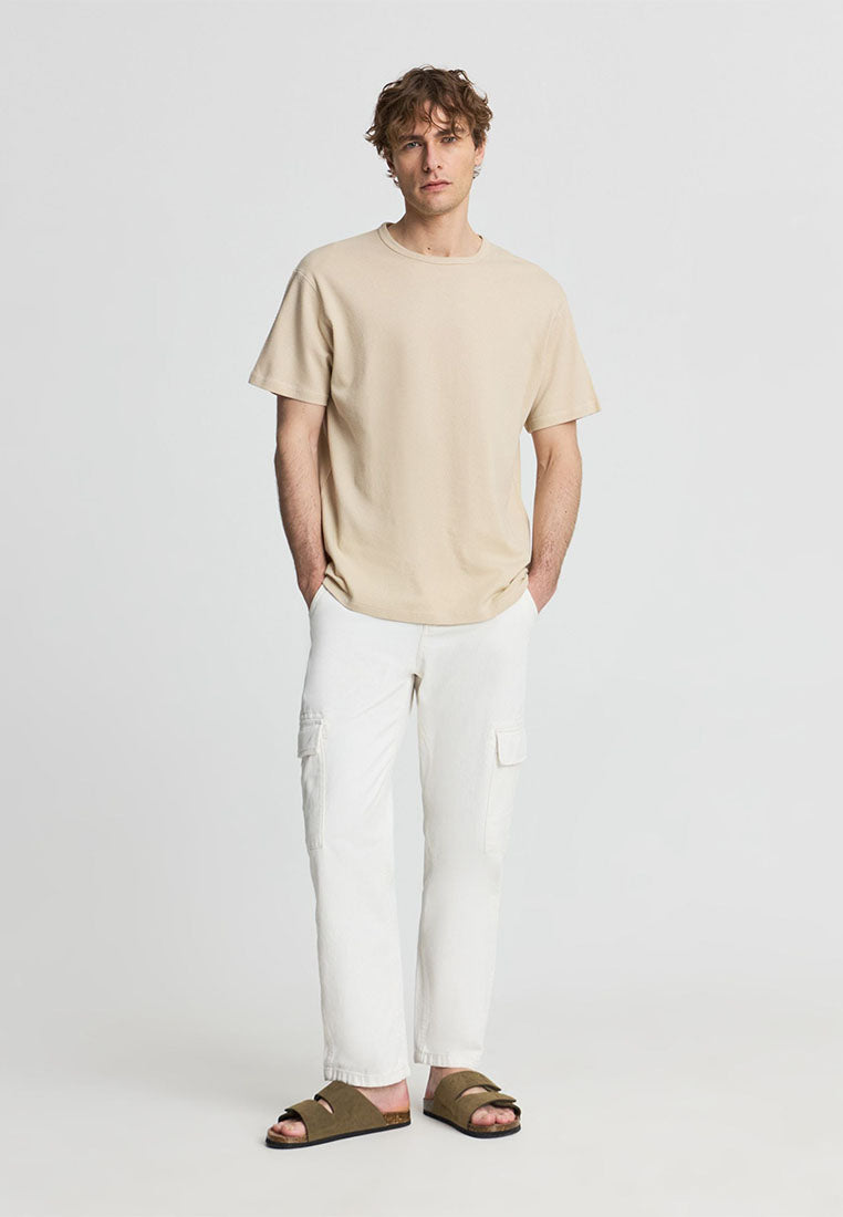 Men's Plain Round Neck Short Sleeved T-shirt