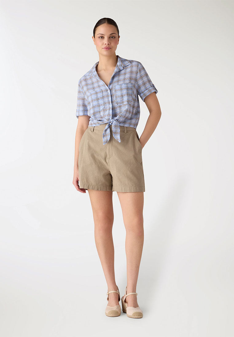 Women's Plain Linen-Effect Shorts