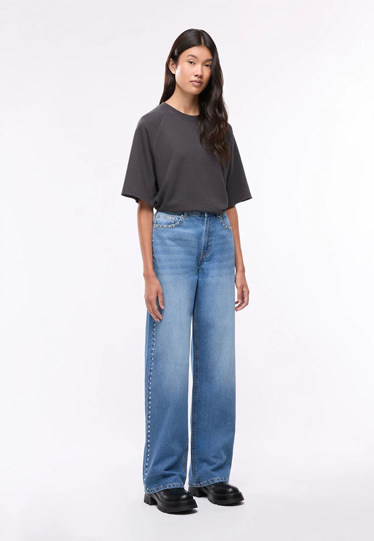 Women's Wide leg jeans with studs